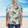 thumbnail image 2 of Honeii green plaid Moose tree Print Men’s Hawaiian Shirt,Classic Button-Down Short Sleeve Shirt, for Beach, Vacation, and Outdoor Activities,Medium, 2 of 7