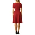 thumbnail image 3 of INSPIRE CHIC Women's Office Dresses Split Neck Short Sleeve Work A-Line Dress, 3 of 5