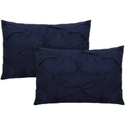Vedanta Home Collection King Size Pinch Pillow Shams Set of 2 Navy Blue 600 Thread Count 100% Natural Cotton Pack of Two King 20''x 40'' Pillow Shams Decorative