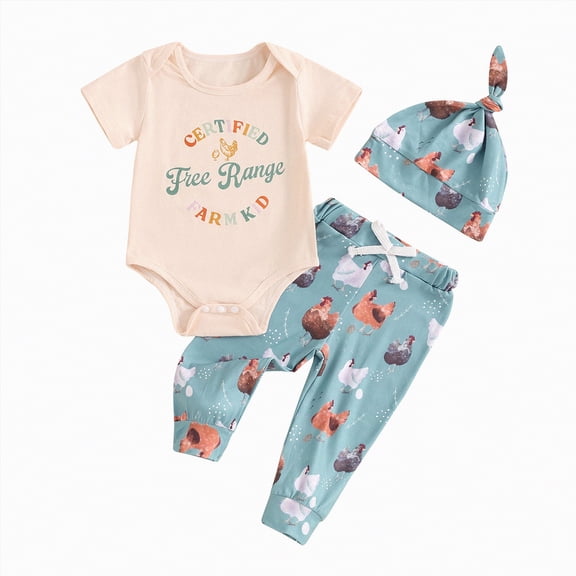 Gubotare Baby Clothes Unisex 2Pcs Baby Boy Clothes Short Sleeve Romper Shirt Pants Set Summer Outfits 0 3 6 9 12 18 24 Months (Beige,6-12 Months)