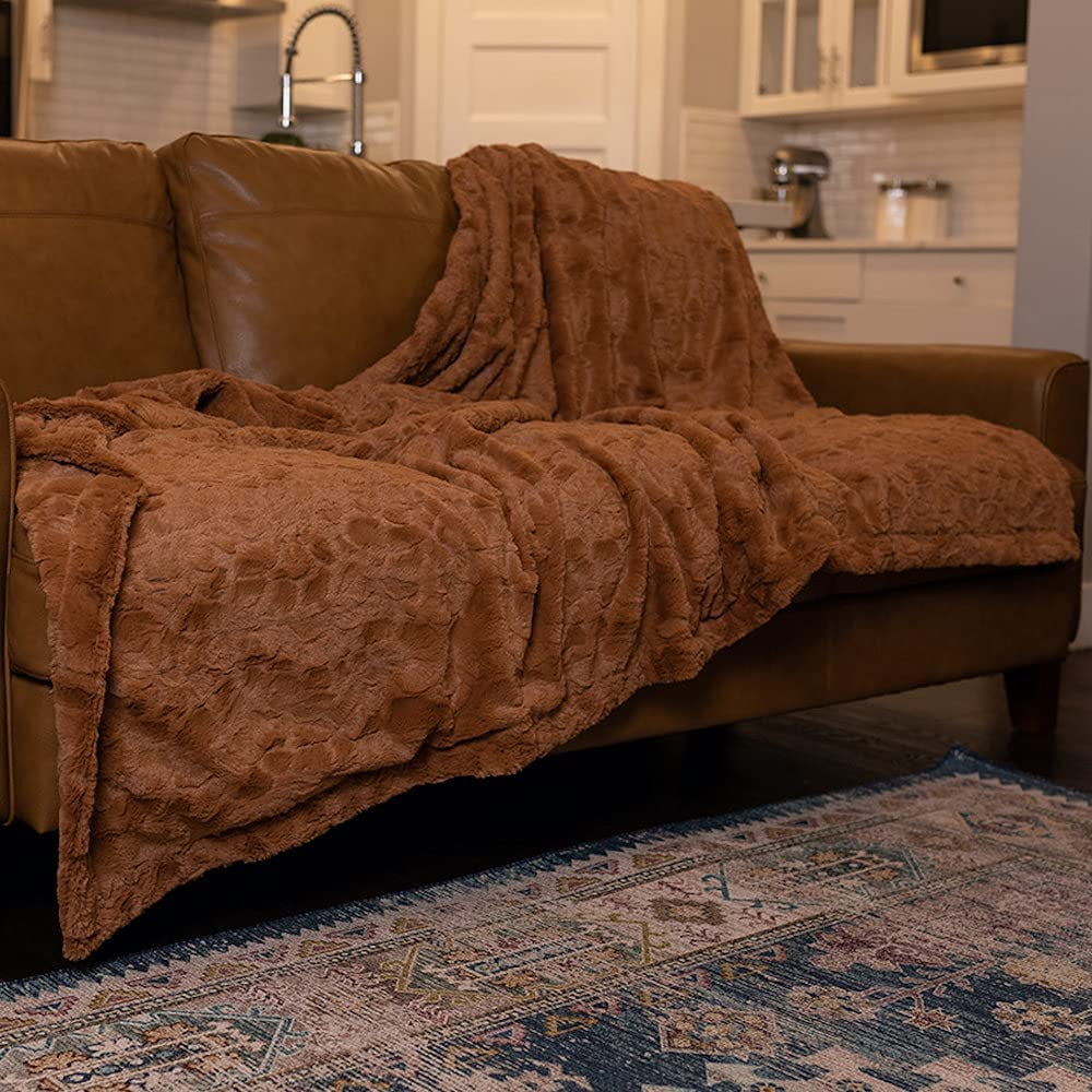 Oversized Softest Warm Elegant Cozy Faux Fur Home Throw Blanket 6HTOOQ x 8HTOOQ by Graced Soft Luxuries Camel Walmart