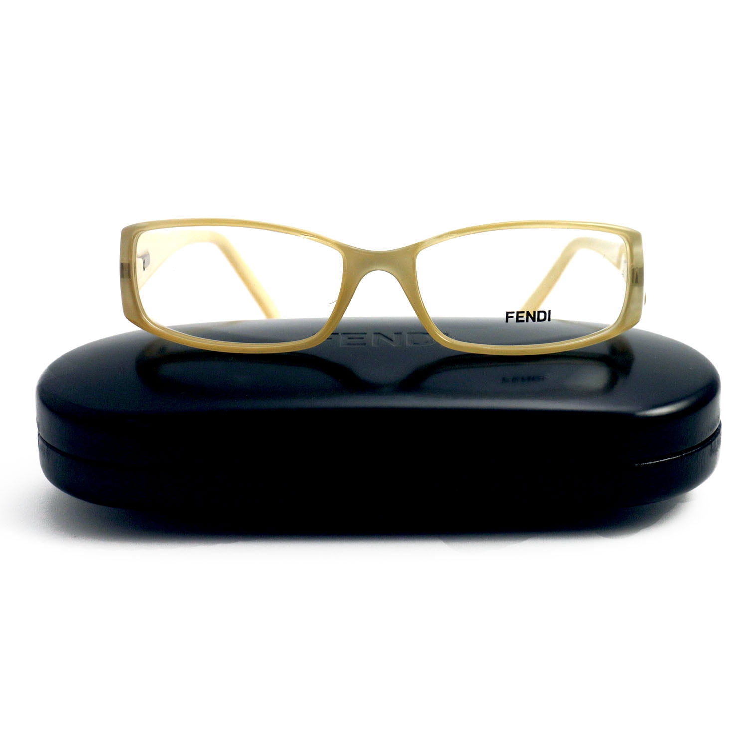 NEW FENDI WOMENS F817 269 BEIGE RECTANGULAR EYEGLASSES FRAMES 53 x 16 x 135 Fendi Cold Insert Brown Tortoise Rectangle Eyeglasses Frames  main image 3