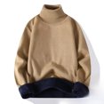 thumbnail image 2 of Suéter de terciopelo de una pieza de otoño e invierno para hombre, suéter de cuello alto de color sólido con solapa, suéter informal para jóvenes, 2 of 6