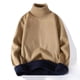 thumbnail image 2 of Suéter de terciopelo de una pieza de otoño e invierno para hombre, suéter de cuello alto de color sólido con solapa, suéter informal para jóvenes, 2 of 6