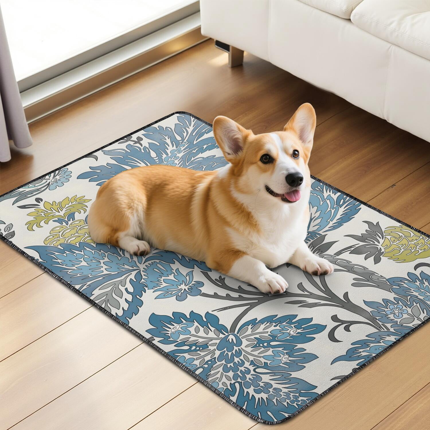 Medium Floral Print Washable Puppy Pads 2-Count, 24x35 Inch Reusable Dog Potty Mats, Highly Absorbent Training Pads for Indoor Crate and Floor Use