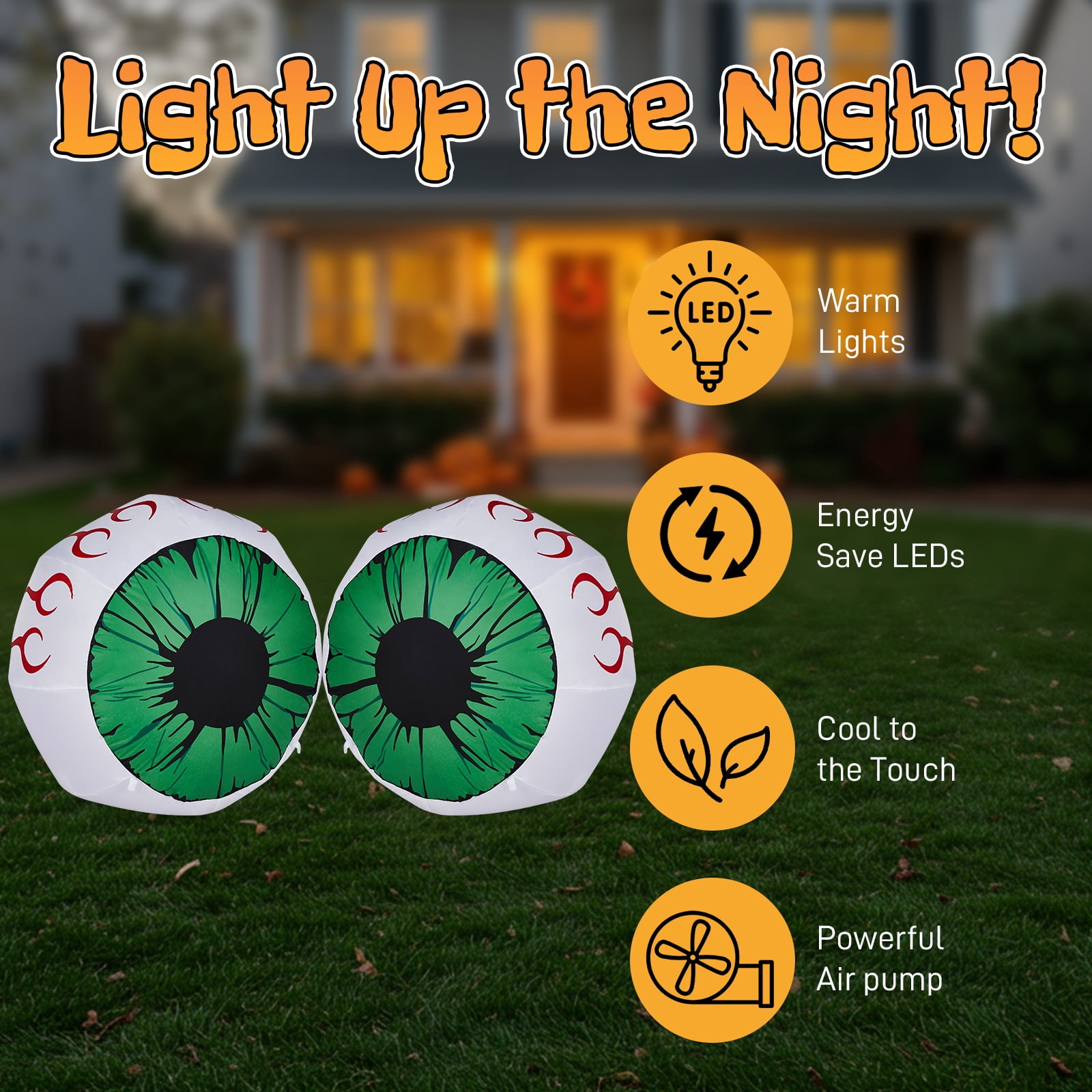 2 Packs Halloween Inflatables Large Set of Lighted Eyes Decoration 3FT Blow Ups Green Eyes for Yard Inflatable Halloween Decor Outdoor with LEDs Party Supplies Blow up Decoration for Indoor Outdoor