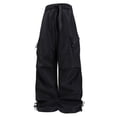 thumbnail image 5 of Men’s Loose Fit Drawstring Waist Cargo Pants with Zippered Pockets Adjustable Hem Streetwear Trousers for Daily Wear, 5 of 5
