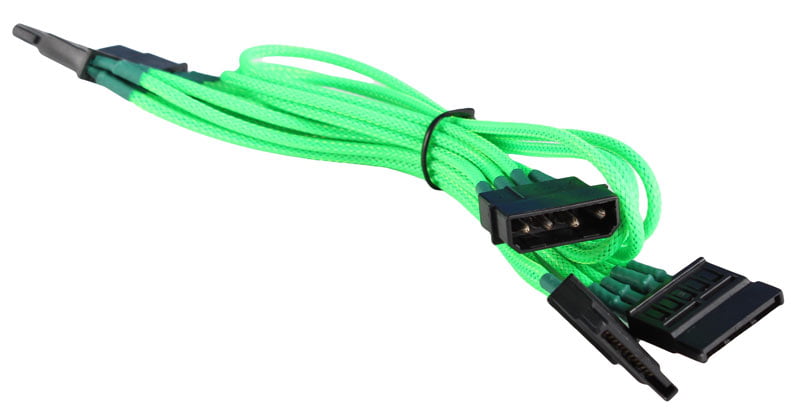 BattleBorn 4-Pin Molex to 5 x SATA Cable Cord Premium Sleeved Braided Adapter PC Computer 