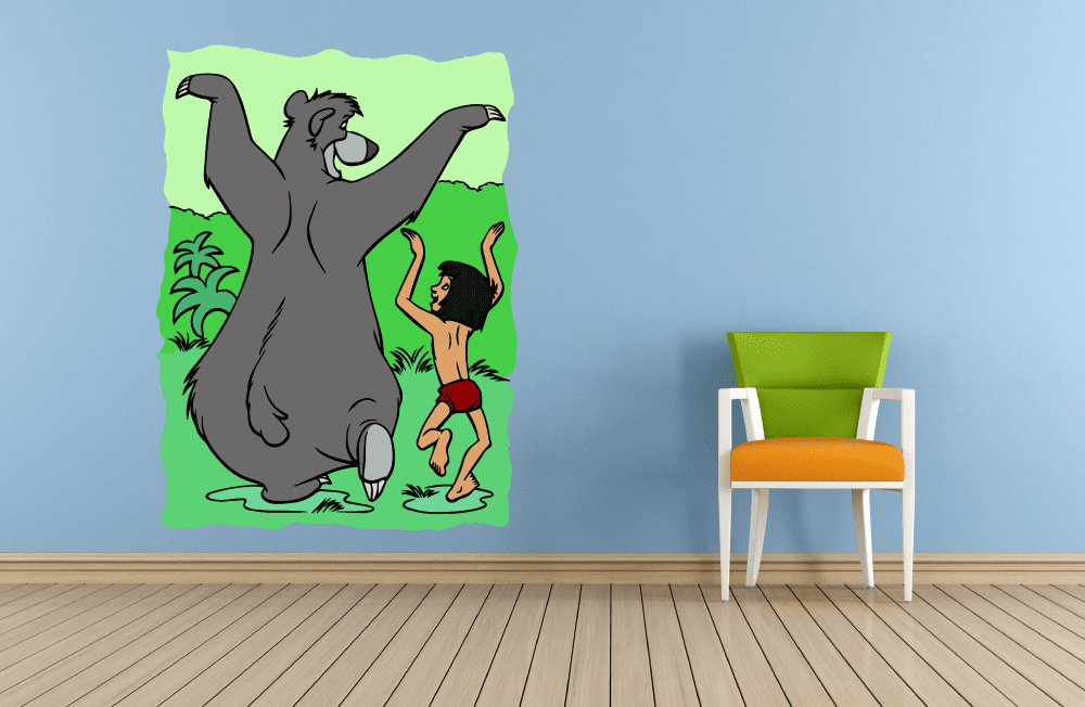 Jungle Book Mowgli Baloo Cartoon Colorful Decor Wall Sticker Art Design