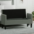 thumbnail image 2 of 52" Upholstered Storage Bench in Stone (Light Gray), 2 of 7
