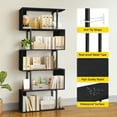 thumbnail image 4 of OUTONLIFE Modern 6-Tier LED Bookshelf, S Shape Metal and Wood Display Stand for Decorative Storage, Great for Bedrooms, Living Rooms, and Offices,Black, 4 of 10