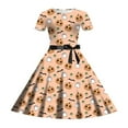 thumbnail image 5 of Gelikeya Halloween Dresses for Girls Size 5-14 Cartoon Bat/Pumpkin/Cat Prints Short Sleeve O Neck Dress, 5 of 5