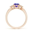 thumbnail image 2 of ANGARA Natural Oval 1.25 ct Tanzanite Split Shank Ring with Trio Diamonds in 14K Rose Gold for Women (Size-8x6mm) | December Birthstone, Anniversary, Jewelry Gift for Women | Natural Tanzanite Ring, 2 of 8