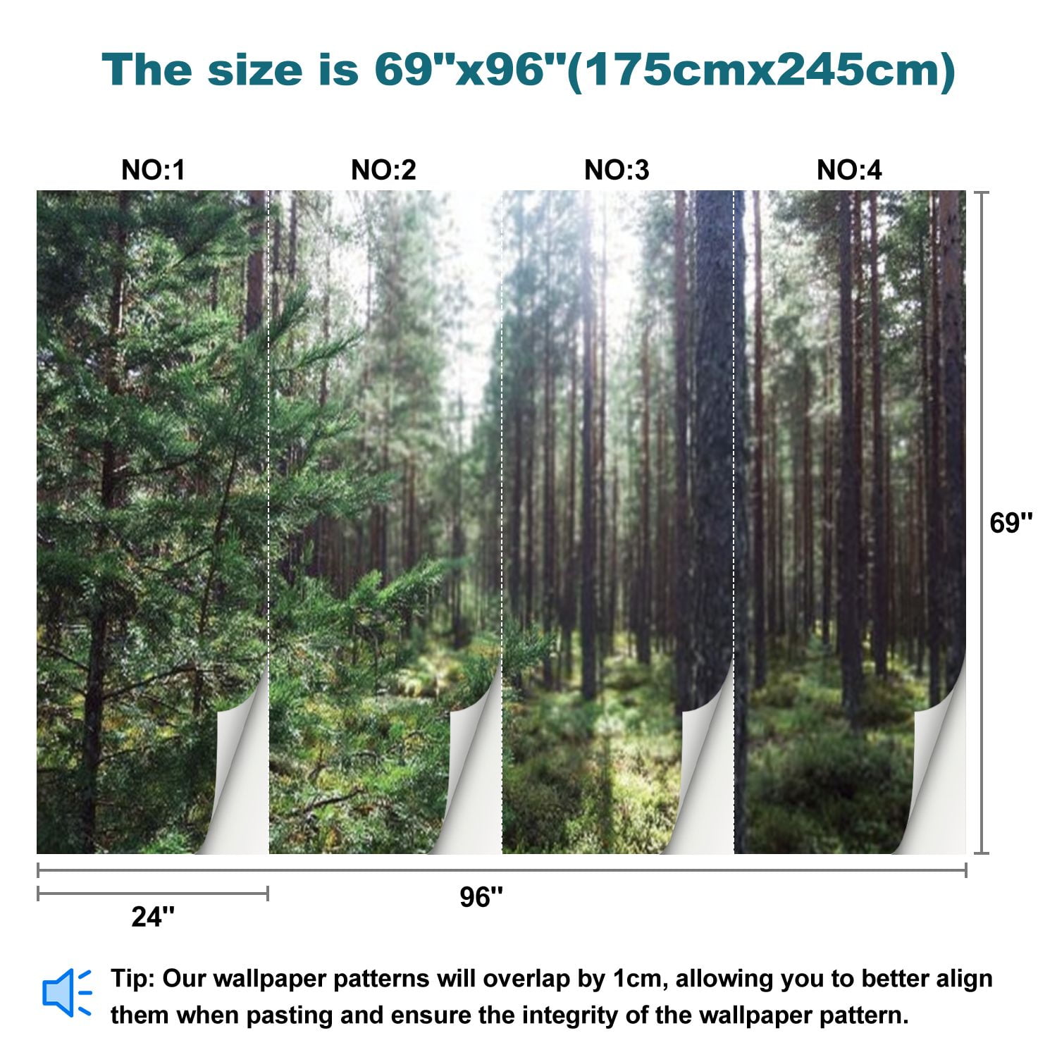 Peel and Stick Wallpaper between trees Modern Art Wall Mural Decor Self Adhesive and Removable 69in x 98in