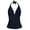 Navy, variant on Women's Plunging V Neck Halter Swim Tops Shirred Tankini Top