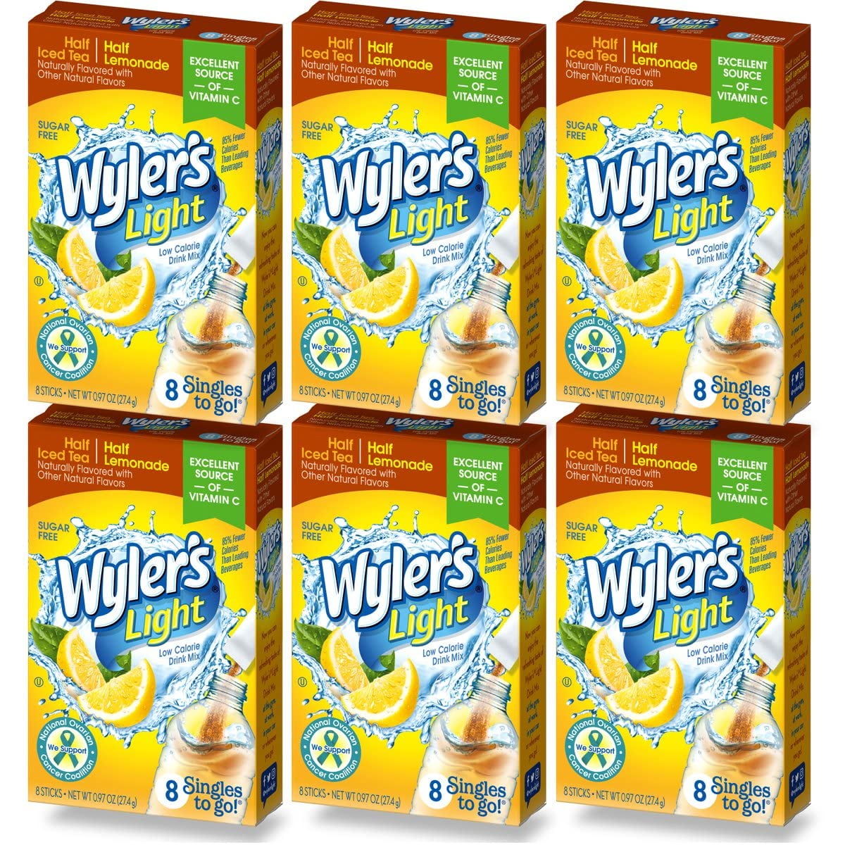 Wyler's Light Singles Water Drink Mix To Go Powder Packets, Half