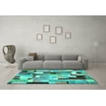 thumbnail image 3 of Ahgly Company Indoor Round Patchwork Turquoise Blue Transitional Area Rugs, 5' Round, 3 of 4