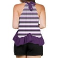 thumbnail image 5 of Women Tank Tops Ruffle Hem Striped Plus Size Sleeveless Crew Neck Pullover Blouses Summer Casual Loose Fitness Flowy Shirts for Women Purple XXL, 5 of 7