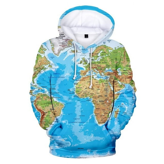 World Map Print Hoodie Coat Sportwear Fashion Hip Hop Men Women Hoodies Autumn Winter Harajuku Hooded Sweatshirts