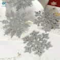 thumbnail image 3 of Deago Set of 24 Plastic Christmas Glitter Snowflake Ornaments Christmas Tree Decorations, 3.7-inch, Silver, 3 of 9