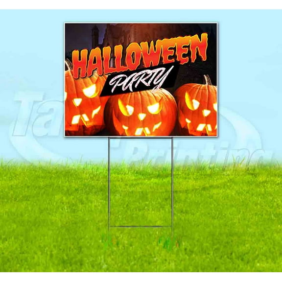 Halloween Party (18" x 24") Yard Sign, Includes Metal Step Stake