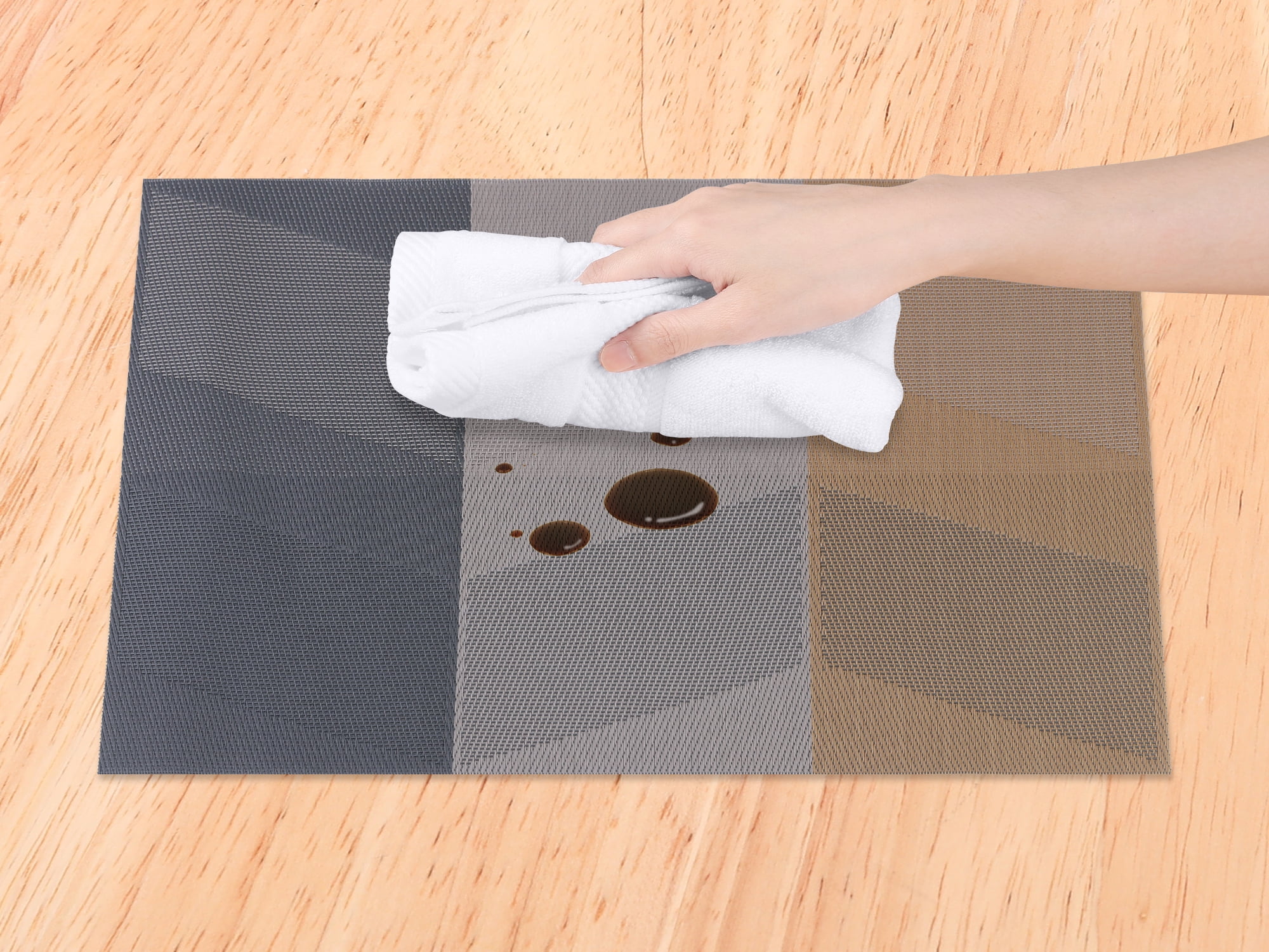 Unique Bargains Set of 6 Placemats for Dining Table Decor Wipeable Table Mat Brown