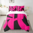 thumbnail image 2 of Manfei Neon Geometric Bed in a Bag Queen Size,Modern Abstract Art Bed Set,Hotpink Black Bedding Queen Size,Microfiber Room Decoration Reversible,7 Pieces, 2 of 7
