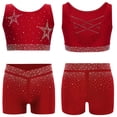 thumbnail image 5 of Haitryli Kids Girls Rhinestone Ballet Jazz Dance Gymnastics Outfits Crop Tank Top And Shorts Dancewear Set Burgundy 12, 5 of 5