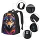 thumbnail image 2 of Balery Colorful Wolf Head Mochila para hombre y mujer - Tela Oxford 600D resistente - Gran capacidad, resistente al agua, ideal para la escuela, viajes y senderismo, 2 of 6