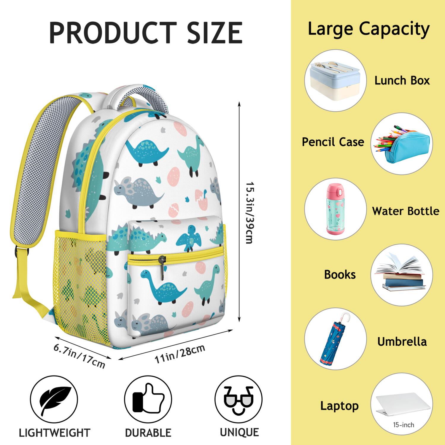 Watercolor Dinosaur Artwork Backpack - Stylish & Durable Daypack for College Students