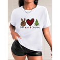 thumbnail image 1 of Women Crewneck Print Short Sleeve T-Shirts Summer Tees Loose Fit Graphic TopsWomen's Polyester Graphic Tee with Peace Love Christmas Print - Casual Crew Neck T-Shirt with Medium Stretch - Seasonal, 1 of 7