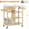 thumbnail image 3 of Professional Outdoor Grill Cart with Stainless Steel Top, 31.5" Rolling BBQ Prep Table, 3-Tier Wood Storage & Locking Wheels for Patio Cooking, 3 of 9