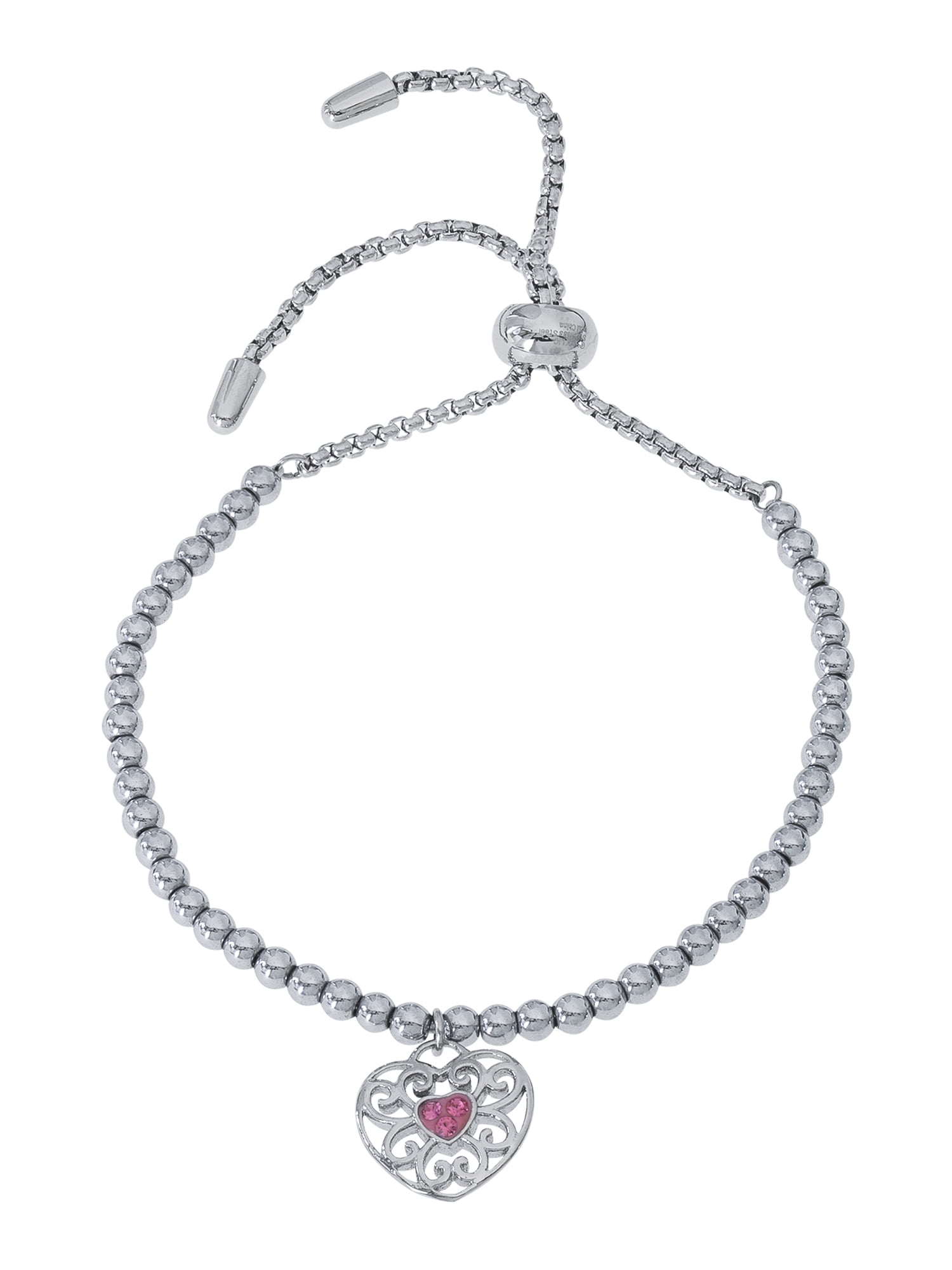 Connections from Hallmark Stainless Steel Crystal Heart Lariat Bracelet