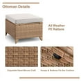 thumbnail image 5 of PARKWELL 2PCS Outdoor Wicker Ottoman Patio Rattan Furniture Footrest Seat Square Footstool w/Beige Cushion, 5 of 8