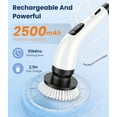 thumbnail image 5 of FVSA Electric Spin Scrubber, Cordless Cleaning Brush, 8 Replaceable Heads, Adjustable Handle, 400 RPM Power, for Bathroom, Kitchen, Floors, White, 5 of 8