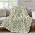 thumbnail image 4 of Sage Green Flowers Throw Blanket,Flannel Fleece Blanket with Striped Design for Couch,Rustic Pastoral Botanical Floral Leaf Soft Breathable All Season Plush Blankets for Sofa Office Car Seat 40"x60", 4 of 9