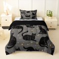thumbnail image 2 of jejeloiu Glitter Print Black Cat Twin Comforter Sets For Kids,Gold Cute Stars Print Bedding Set For Girls,Reversible,2 Pieces, 2 of 8