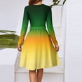 thumbnail image 5 of WTOBBY Women's Fashion Casual V-Neck Long Sleeve Waist Gradient Print Midi Dress Ombre Color Effect for Modern Look Flowy Silhouette with Tie Detail Perfect Transitional Dress,Green S, 5 of 5
