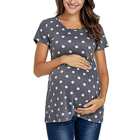 

Simooset Womens Round Neck Printed Short Sleeve Pregnant Tops Females Maternity Plus T-Shirts
