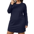 thumbnail image 4 of Nugftut Womens Plus Size Nightgowns Long Sleeve Crewneck Pajamas Soft Comfortable Nightgownws, 4 of 7