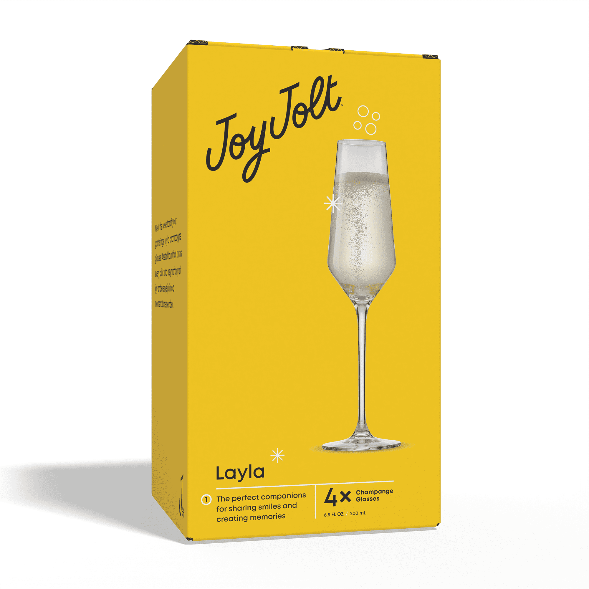 JoyJolt Layla Italian Champagne Flute, 7.5 ounces (Set of 4)