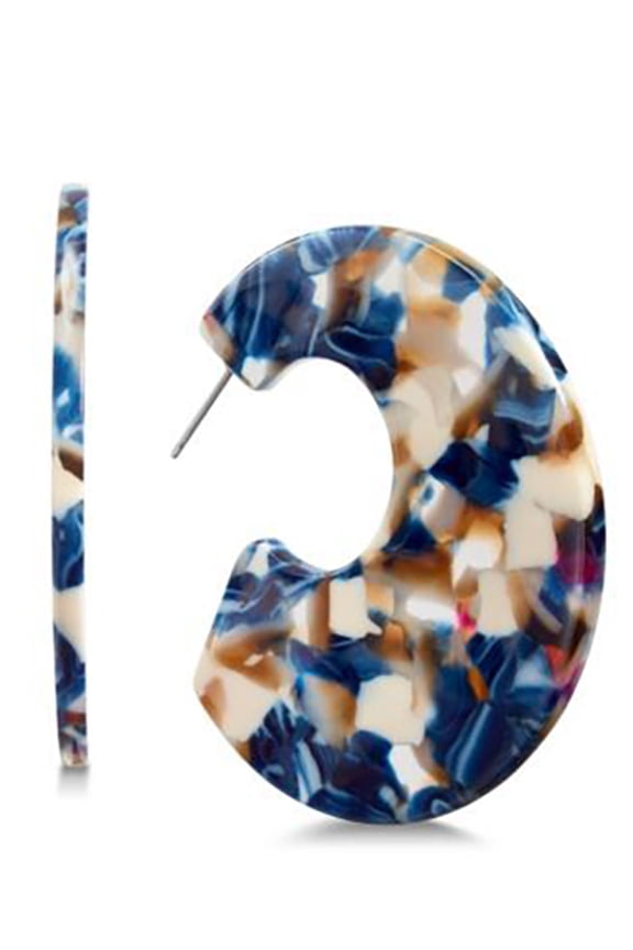 New I.n.c. Blue Tortoise-Look Medium Hoop Earrings $29.50