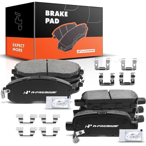 A-Premium Front and Rear Ceramic Brake Pads Set Compatible with Infiniti and Nissan Models - G35, 350Z 2003-2005, Altima 2002-2013, Juke 2011-2017, Sentra 2007-2017, with Hardware, 8-Pack