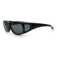 thumbnail image 6 of Polarized Womens Small Snug Rhinestone Studded OTG Fit Over Sunglasses (All Black), 6 of 8