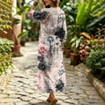 thumbnail image 7 of Ayolanni 3/4 Sleeve Fall Dresses for Women V Neck Plus Size A-Line Maxi Dresses Floral Weekend Elegant Beach Long Dress Pink L, 7 of 7