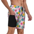 thumbnail image 2 of Kdxio Pineapple And Leaves Print Men's Swim Trunks with Compression Liner 7 Inch Inseam Quick Dry Swim Shorts, 2 of 7