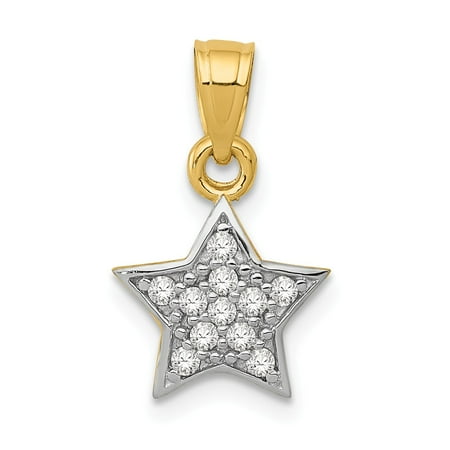 - 14K Yellow & Polished Finish CZ Star Pendant 16.3mm x 9.2mm