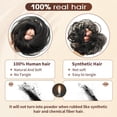 thumbnail image 4 of Messy Bun Hair Piece Human Hair Wavy Stretchy Jet Black 100% Real Human Hair Scrunchies Hair Bun Donut Elegant Chignon with Elastic Rubber Band Human Hair Tousled Updo Extension, 4 of 6