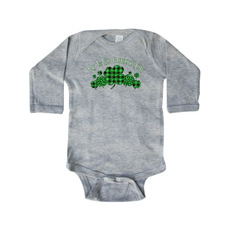 

Inktastic My 1st St. Patrick s Day with Plaid Shamrocks Gift Baby Boy or Baby Girl Long Sleeve Bodysuit