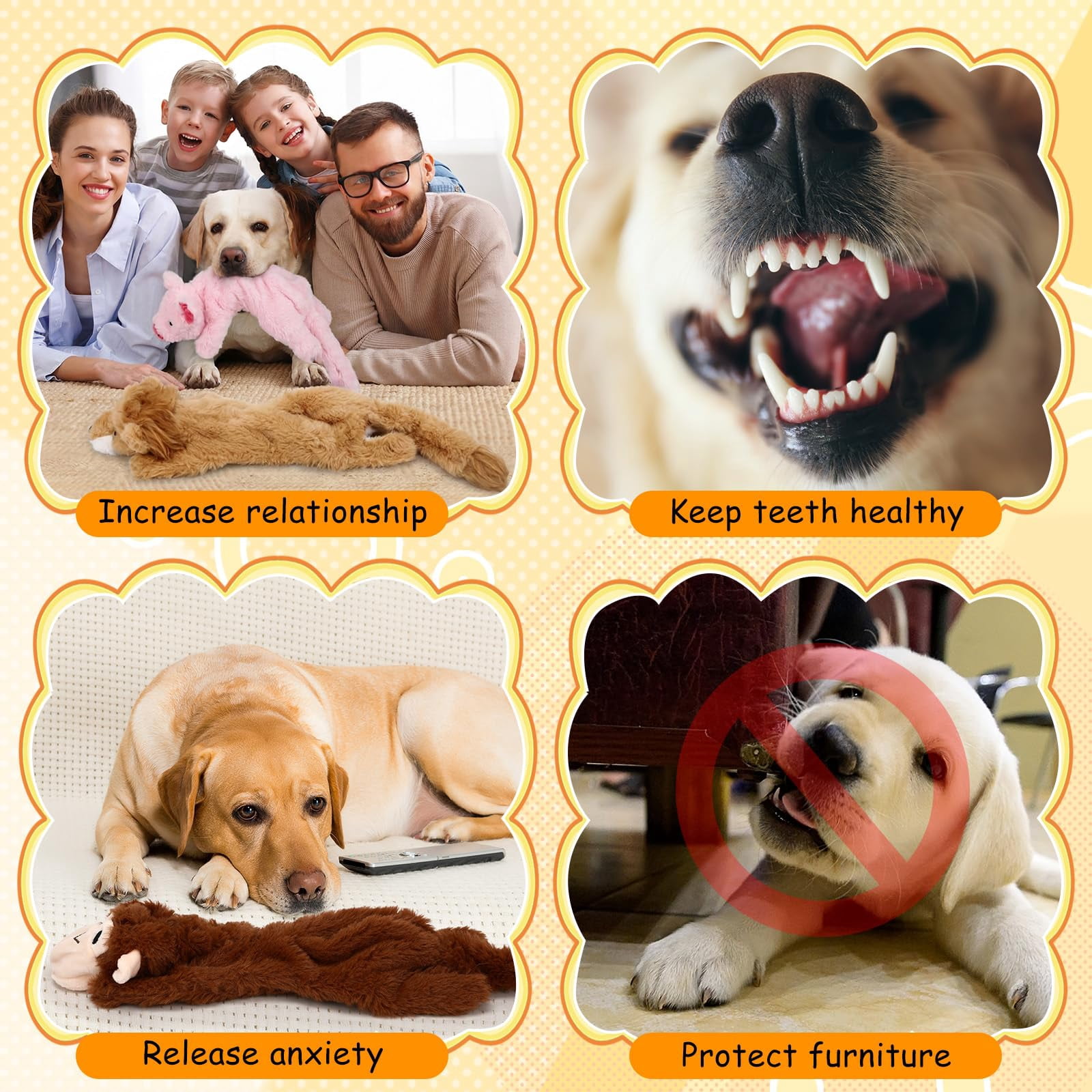 10 Soft Dog Squeaky Toys No Stuffing Crinkle For Aggressive Chewers Durable Plush Puppy Squeak Animals Small Medium Large Pets  10 Styles (cute Style)